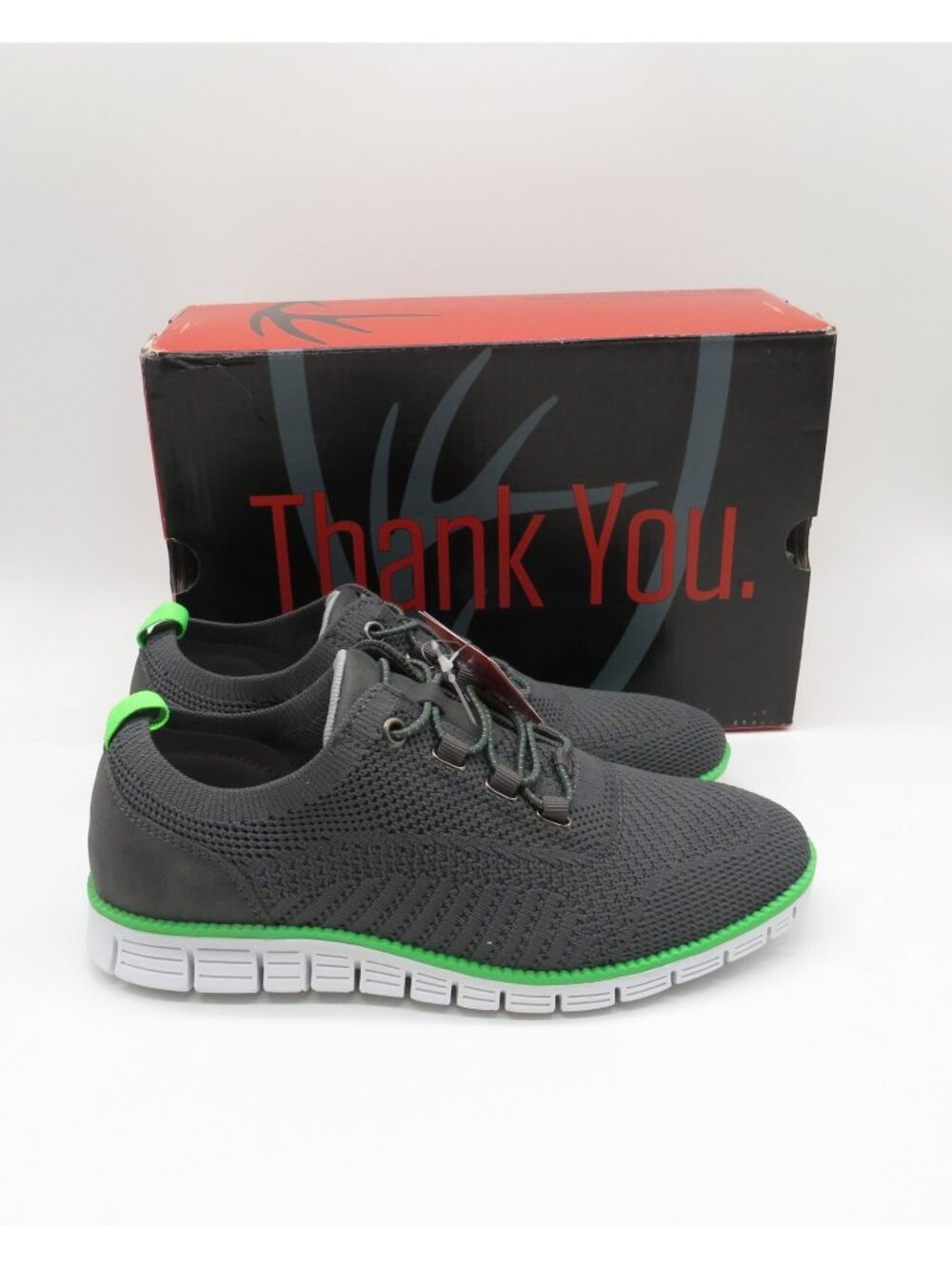 Deer Stags Status Jr Dark Grey Neon Green Knit Youth Sneakers Size 3M NEW